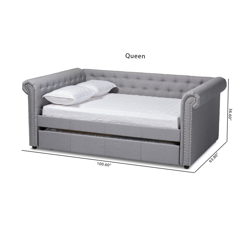 Mickel modern and contemporary fabric twin daybed with trundle discount
